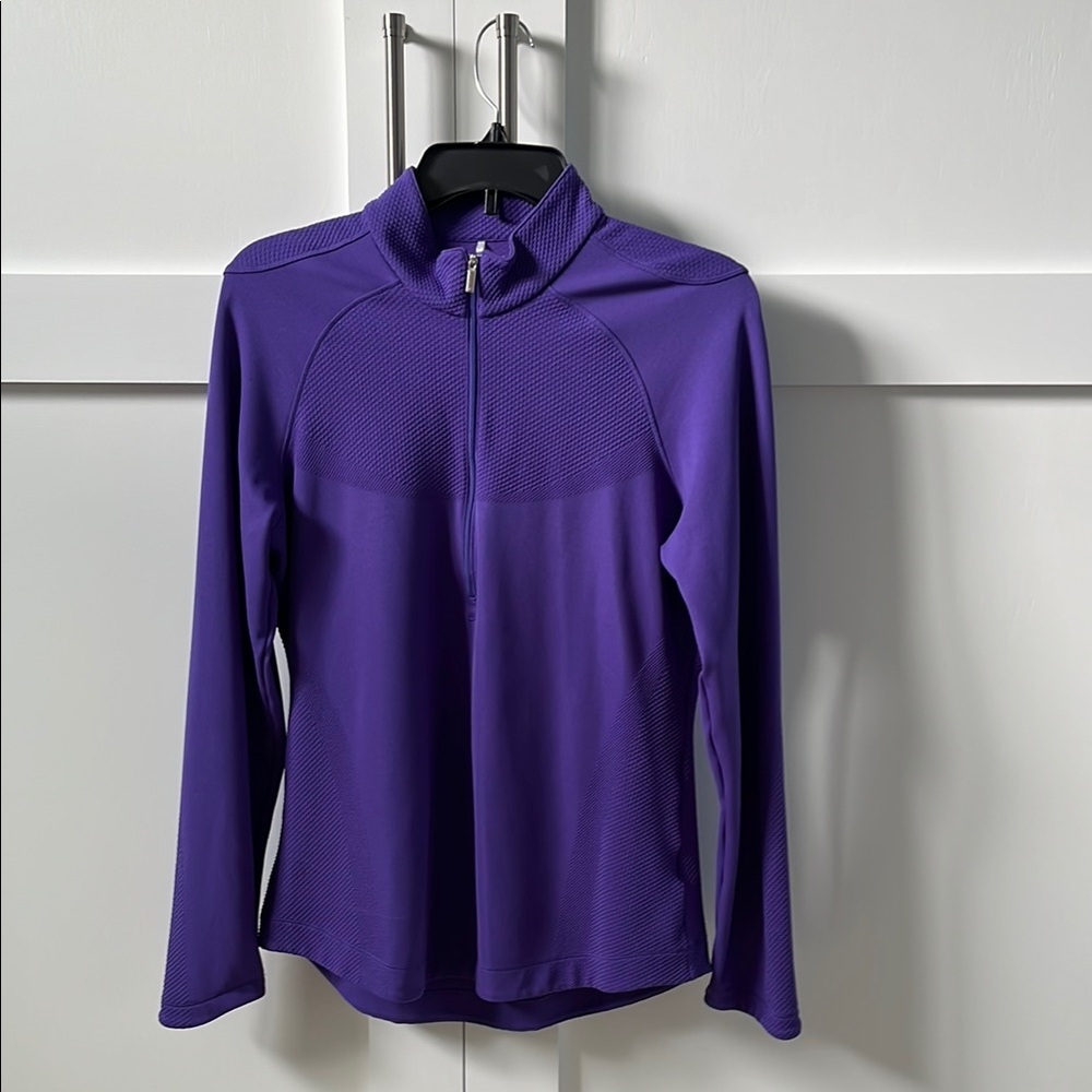 Nike Golf Purple Fitted Long Sleeve Tee with Mandarin Collar